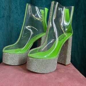 Clear and Rhinestone disco platforms - size 9